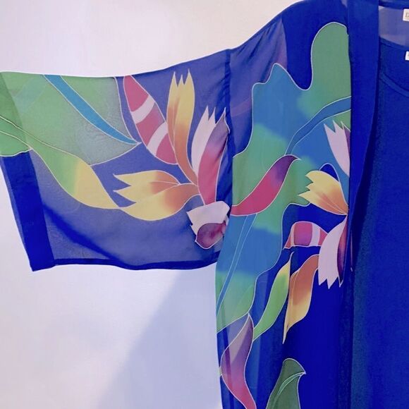 DRAPER’S & Damon’s 2 piece silk shell sleeveless silk kimono style jacket XL/OS - Picture 4 of 15